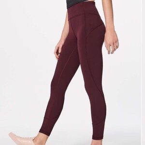 Lululemon Size 12 In Movement 7/8 Tight Everlux 25" Maroon Red